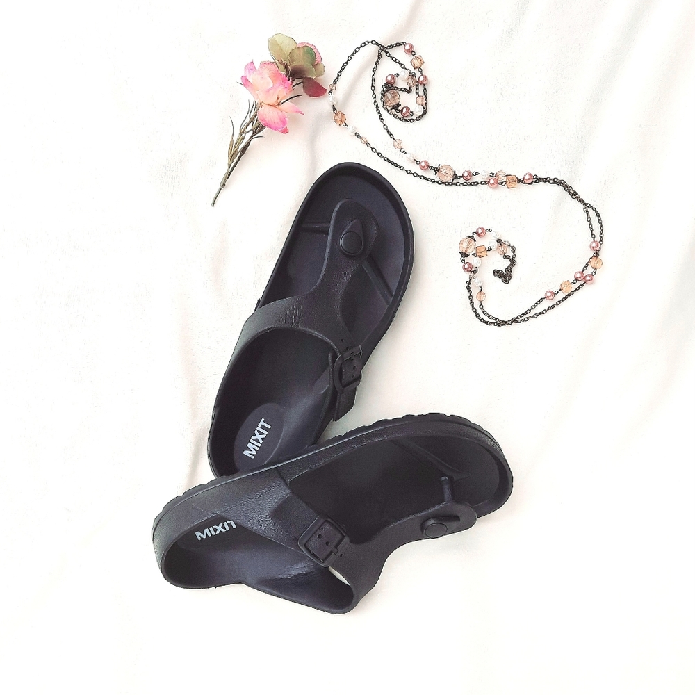 MIXIT Black EVA Sandals, Thong Style
